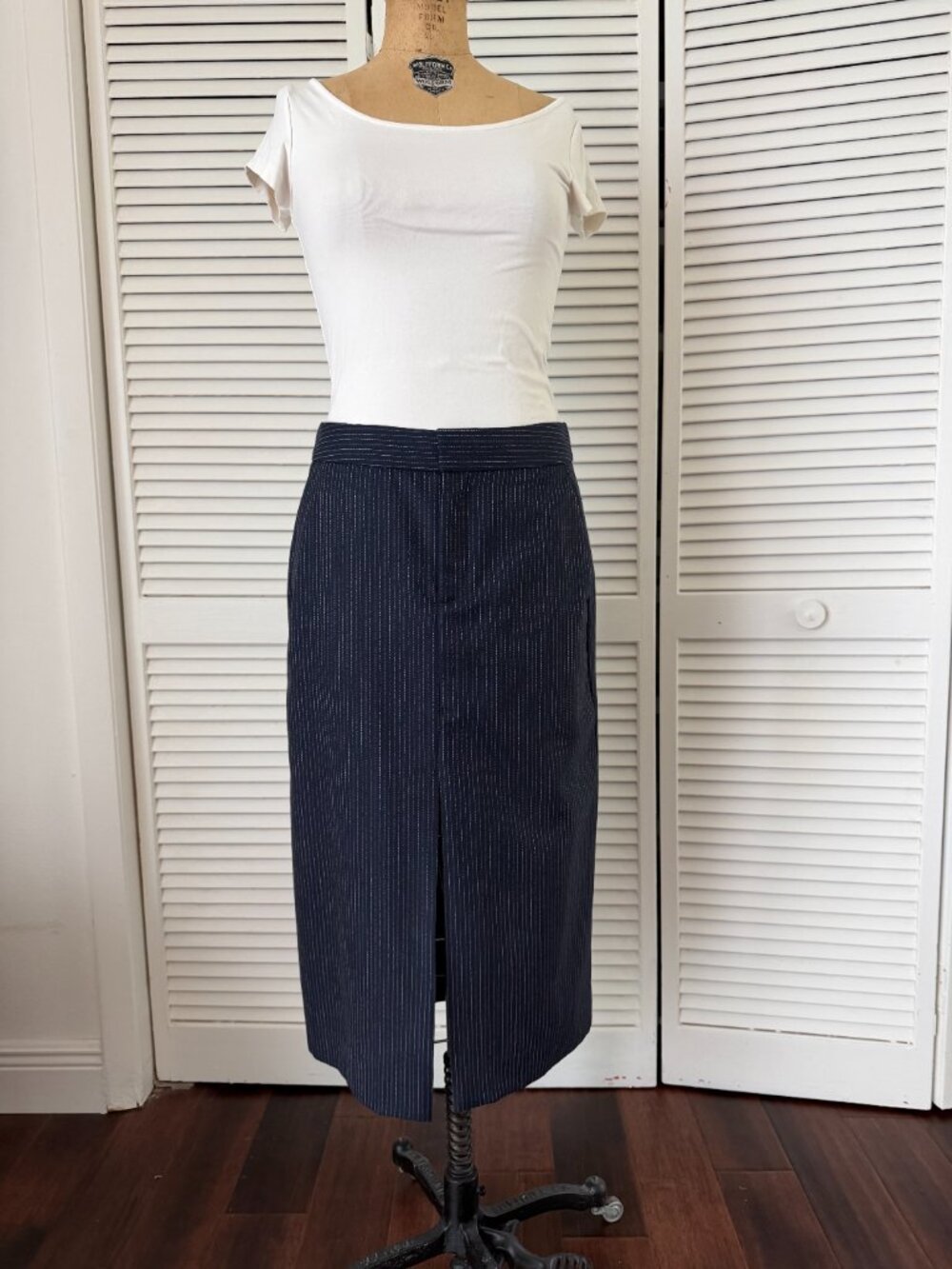Banana Republic Navy Pin-Strip midi length Skirt